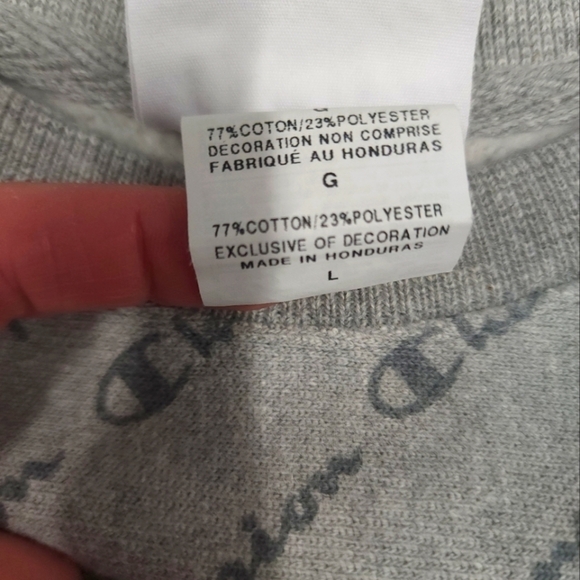 Champion Reverse Weave All Over Spell Out Crew Sweatshirt Size L - Picture 7 of 8